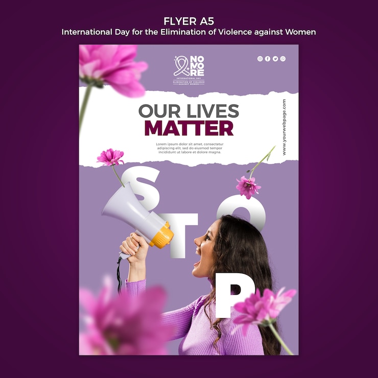 PSD gratuito folleto del día internacional para la eliminación de la violencia contra la mujer a5