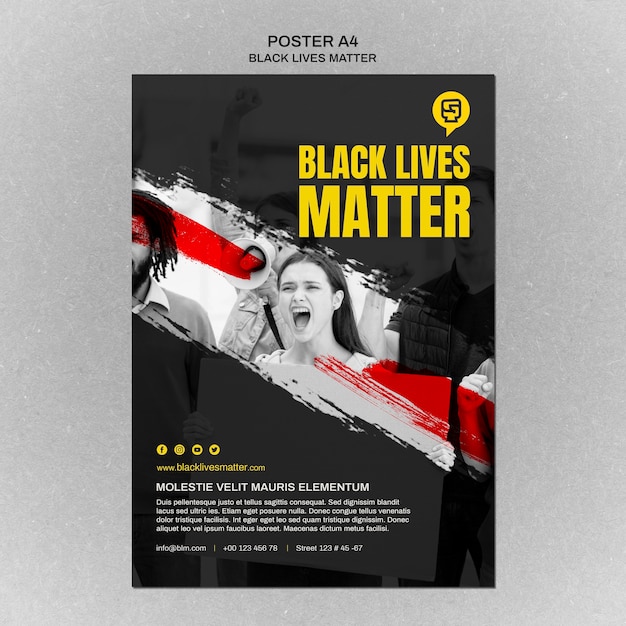 PSD gratuito folleto minimalista de vidas negras con foto