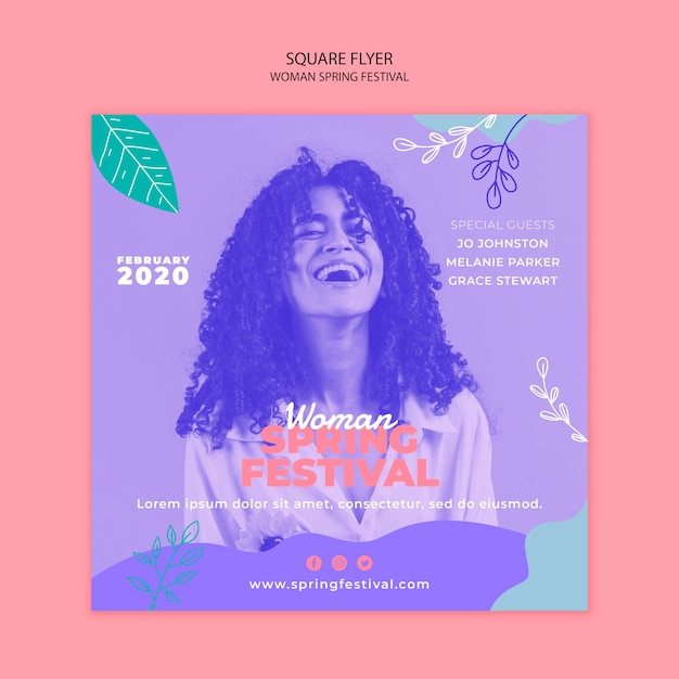 PSD gratuito folleto con mujer festival de primavera