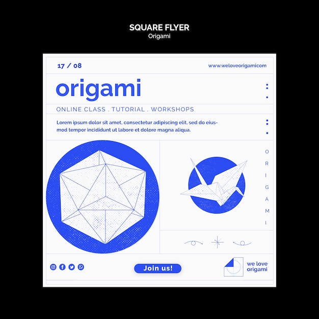 PSD gratuito folleto de origami