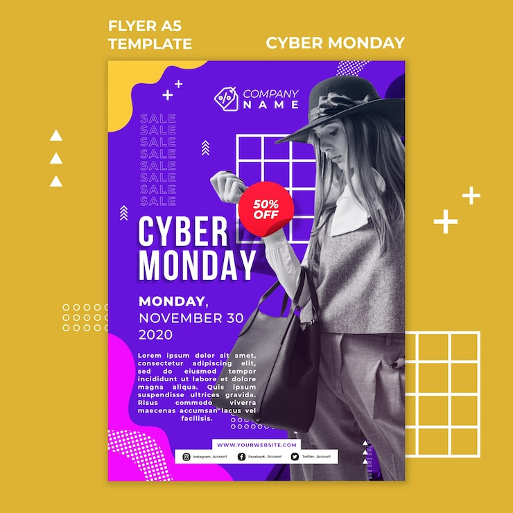 PSD gratuito folleto de plantilla de cyber monday