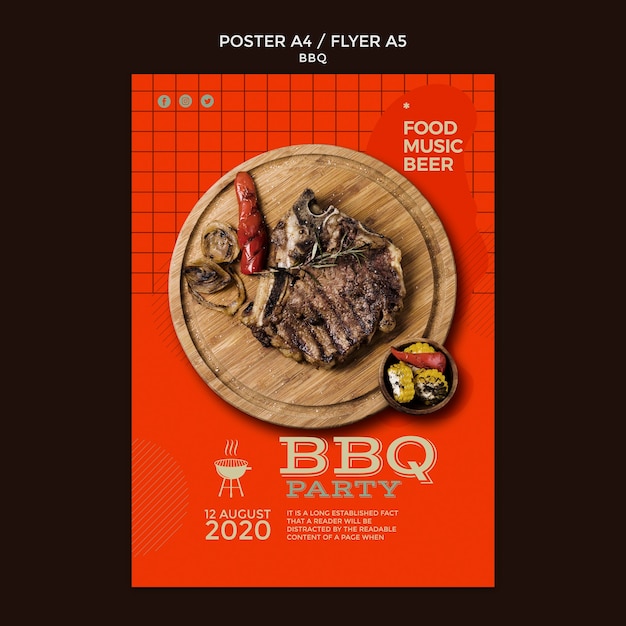 PSD gratuito folleto de plantilla de fiesta de barbacoa