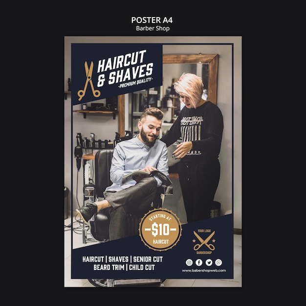 PSD gratuito folleto de plantilla de peluquería