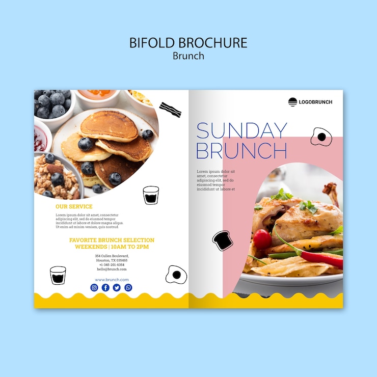 PSD gratuito folleto plegable de comida de brunch dominical