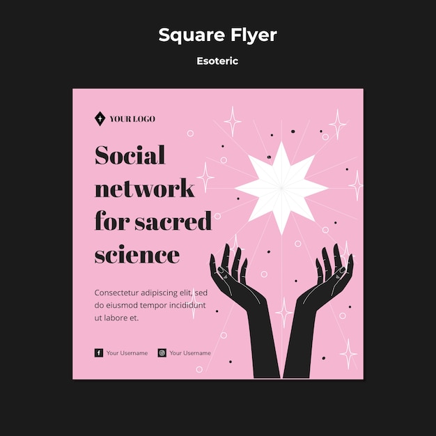 PSD gratuito folleto de la red social para la ciencia sagrada