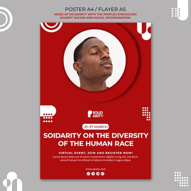 PSD gratuito folleto de solidaridad para las personas que luchan contra el racismo
