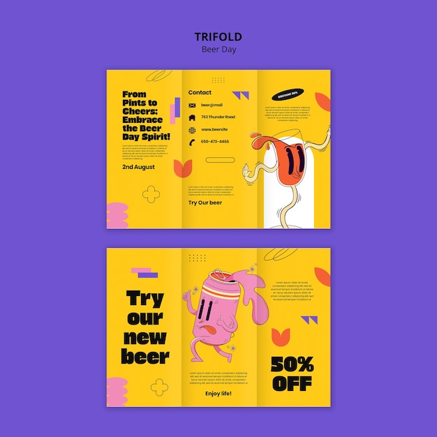 Folleto triplo para la celebración del día de la cerveza