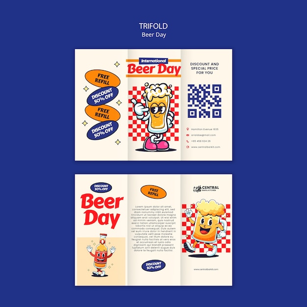 Folleto triplo para la celebración del día de la cerveza