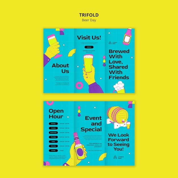 Folleto triplo para la celebración del día de la cerveza