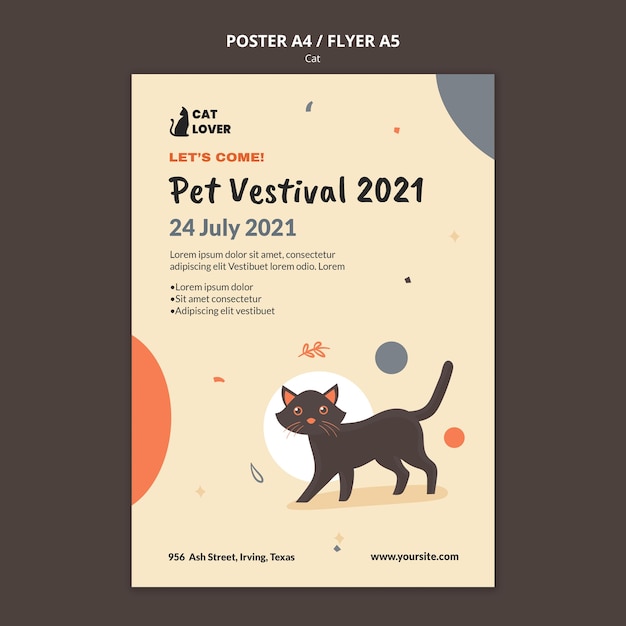 PSD gratuito folleto vertical para adopción de gatos