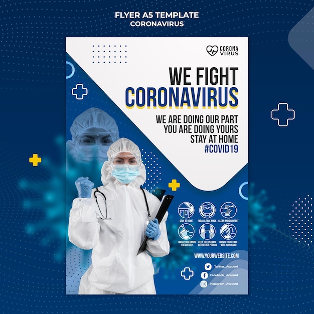 Folleto vertical para la concientización sobre el coronavirus