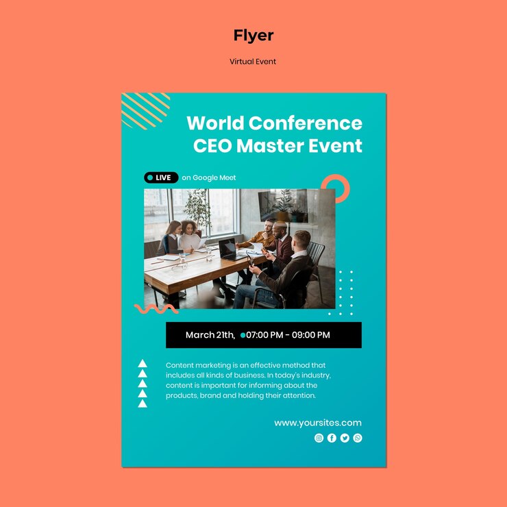 PSD gratuito folleto vertical para la conferencia del evento principal del ceo