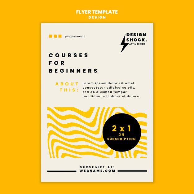 Folleto vertical para cursos de diseño gráfico