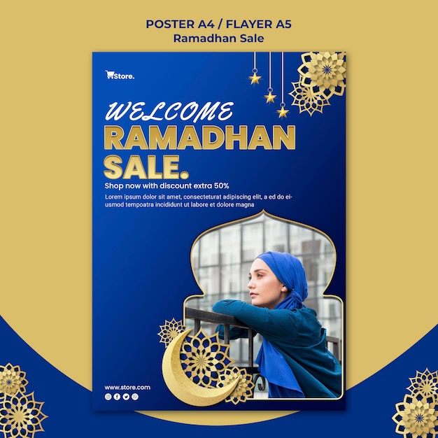 PSD gratuito folleto vertical para la venta de ramadán.