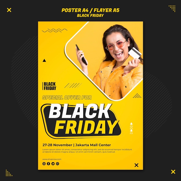 PSD gratuito folleto vertical para venta de viernes negro