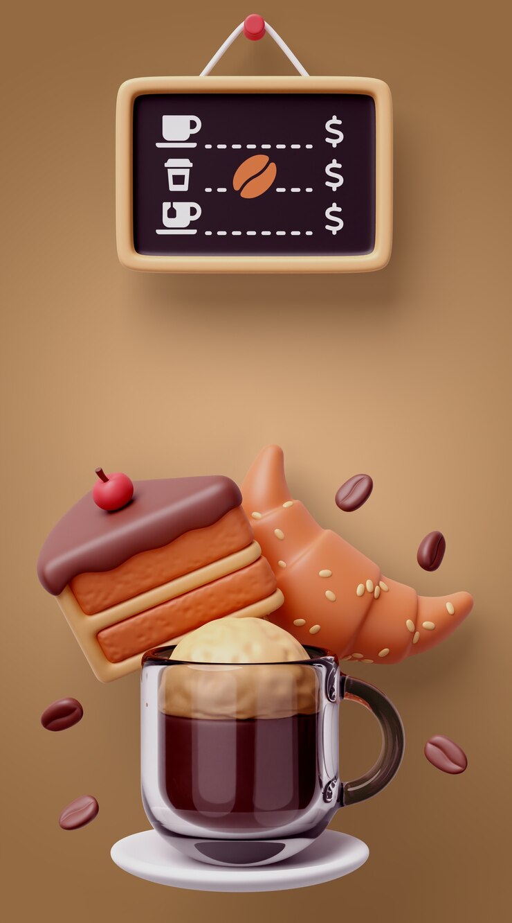 PSD gratuito fondo 3d para cafetería.