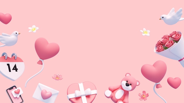 PSD gratuito fondo 3d para la celebración del día de san valentín