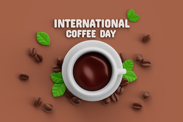 PSD gratuito fondo 3d para el día internacional del café