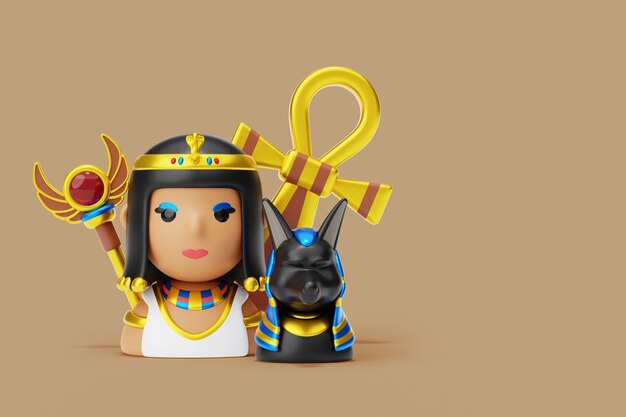 Fondo 3d con elementos del antiguo Egipto.