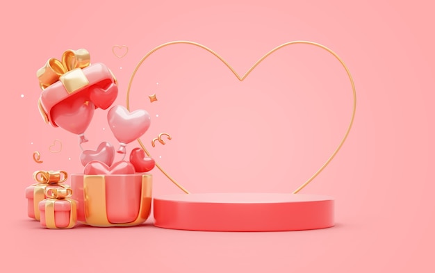 PSD gratuito fondo 3d con venta del día de san valentín