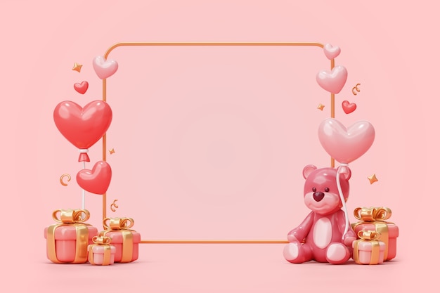Fondo de banner en blanco 3d para el día de san valentín