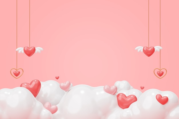 Fondo de banner en blanco 3d para el día de san valentín