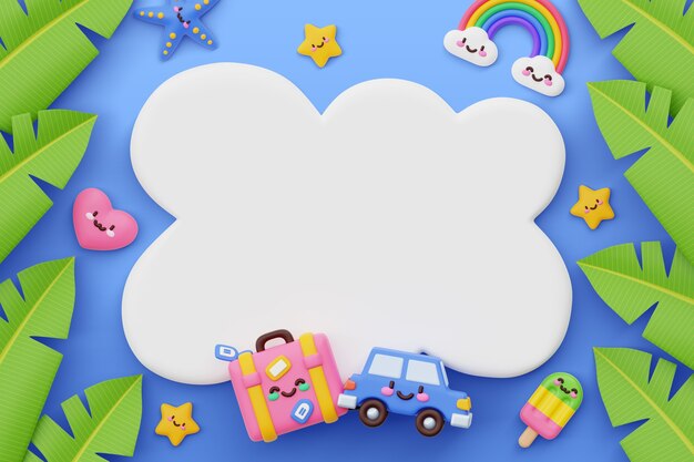 Fondo de banner en blanco de verano kawaii