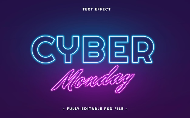 Fondo de cyber monday con efecto de texto editable