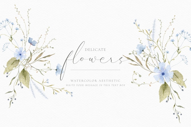 Fondo floral acuarela con delicados arreglos florales
