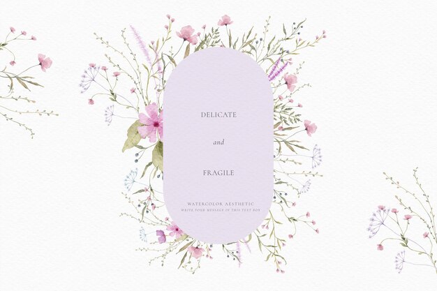 Fondo floral con flores y hojas de acuarela