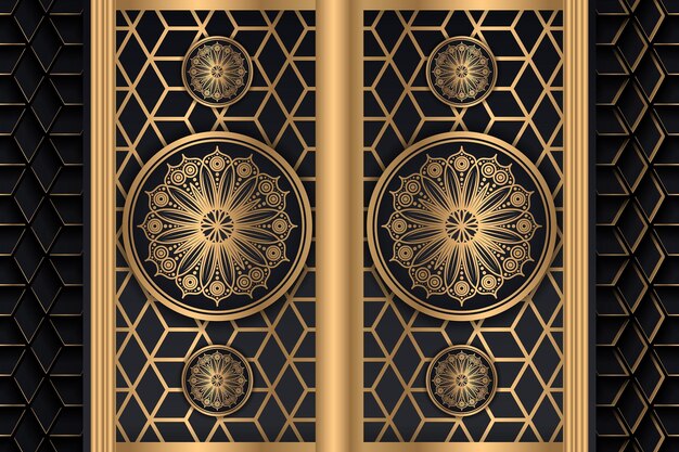 Fondo de mandala de lujo con patrón arabesco dorado estilo oriental islámico árabe