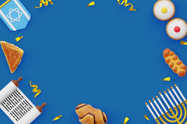 Fondo de naturaleza muerta de hanukkah 3d