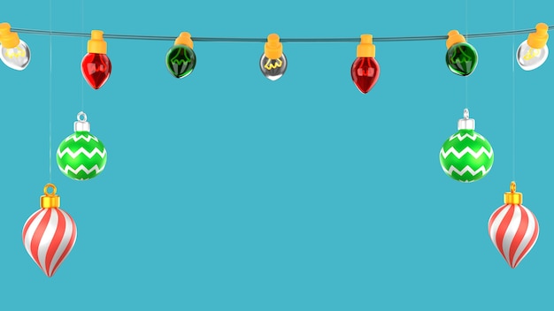 Fondo de navidad 3d con adornos y luces