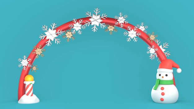 Fondo de navidad 3d con muñeco de nieve
