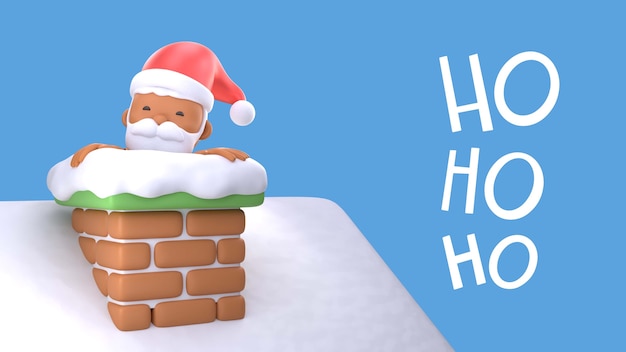 Fondo de navidad 3d con santa claus en la chimenea