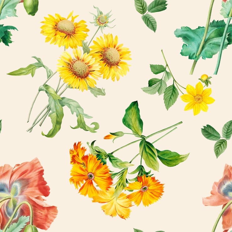 PSD gratuito fondo con patrones florales
