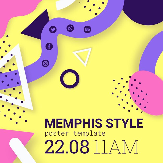 Fondo plano amarillo estilo memphis