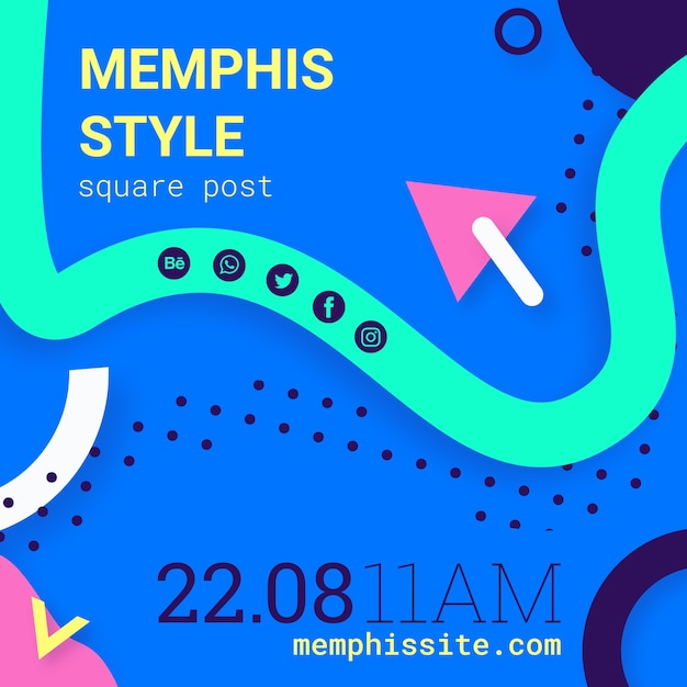 Fondo plano azul estilo memphis
