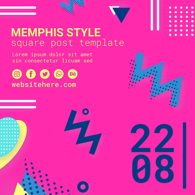 Fondo plano rosa estilo memphis