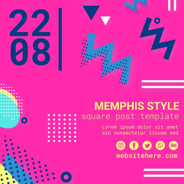 Fondo plano rosa estilo memphis