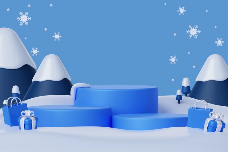 PSD gratuito fondo de podio 3d de rebajas de invierno
