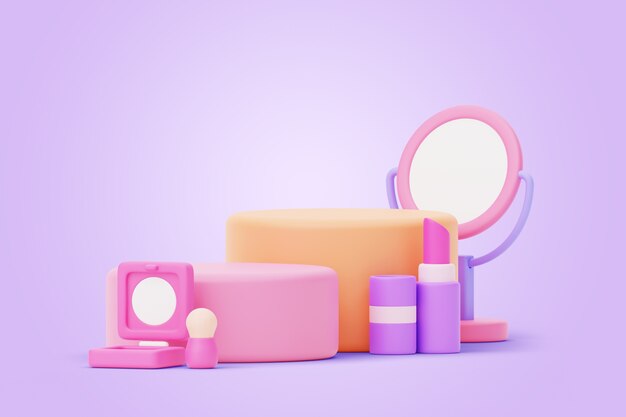 Fondo de podio de belleza y maquillaje.