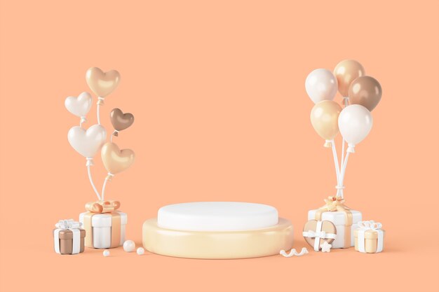 Fondo del podio de celebración o cumpleaños en 3D