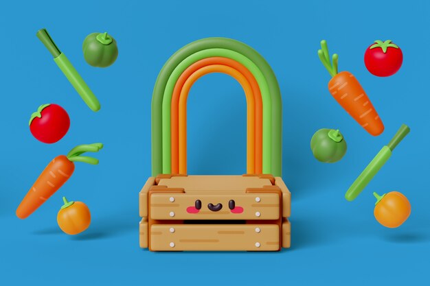 Fondo de podio de elementos kawaii 3d