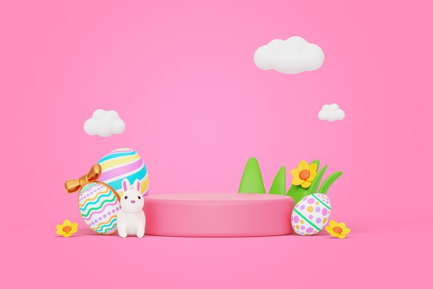 Fondo de podio de pascua con huevos