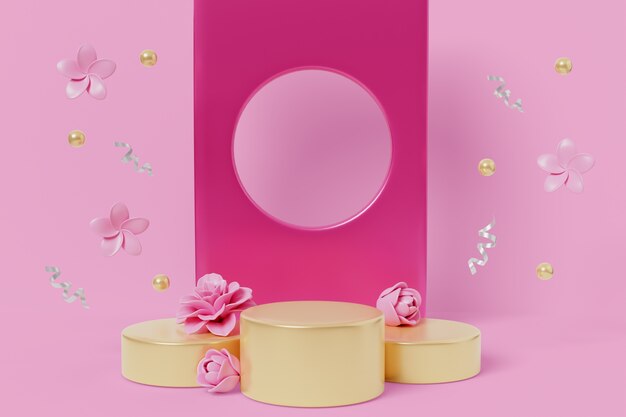 Fondo de podio rosa 3d