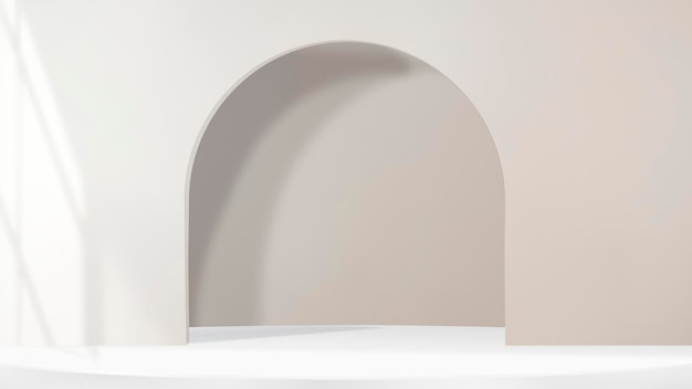 Fondo de producto de arco 3d psd con sombra de ventana en tono marrón