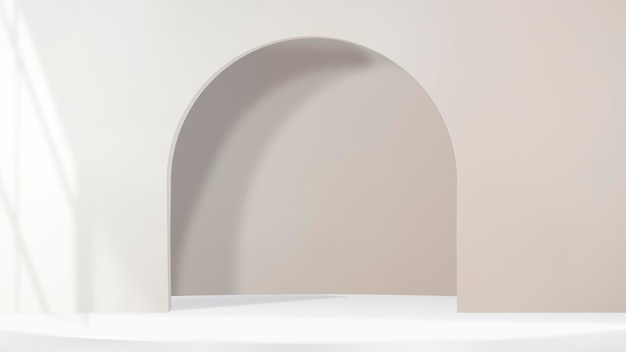 Fondo de producto de arco 3D psd con sombra de ventana en tono marrón
