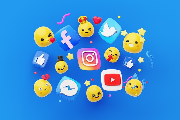 PSD gratuito fondo de redes sociales con emojis