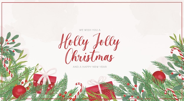 Fondo de saludo de navidad en acuarela